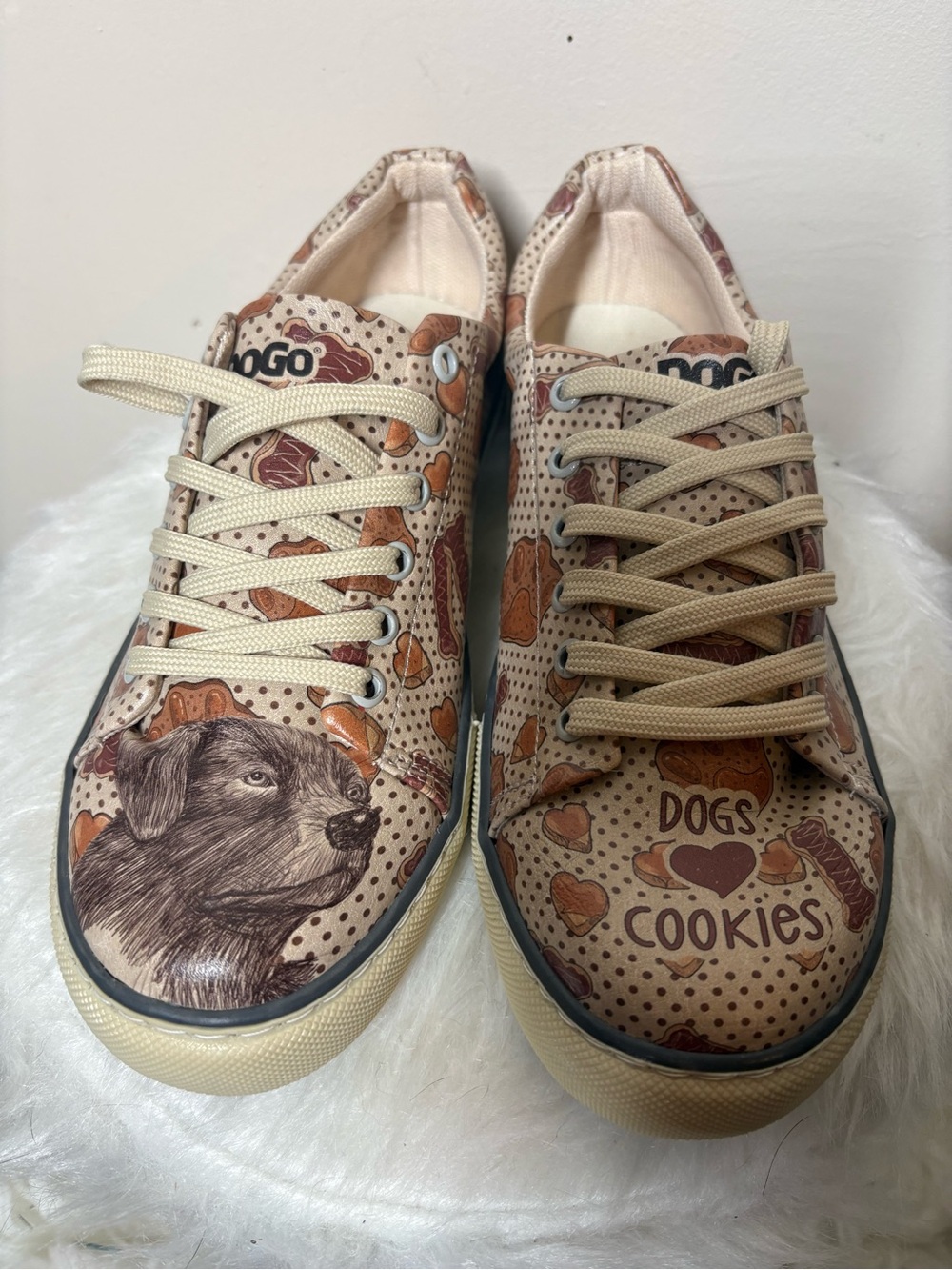 {NEW} DOGO Dogs & Cookies Low Top Sneakers in Tan 10.5